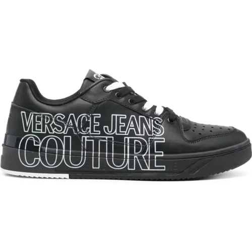 Schwarze Sneakers Mit Panel-Design Logo-Druck , Herren, Größe: 42 EU - Versace Jeans Couture - Modalova