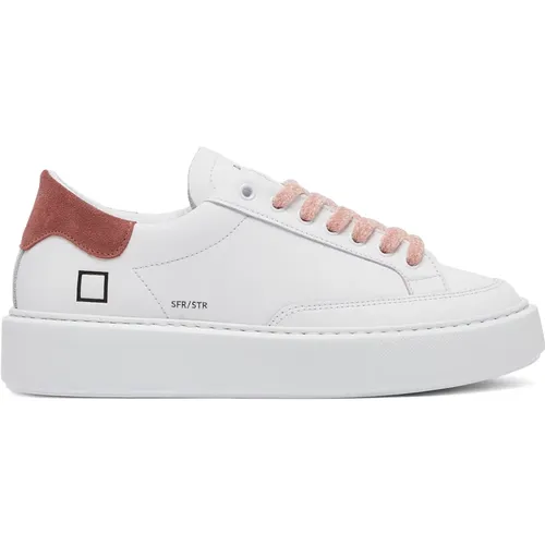 Weiße Low Sneakers mit Rosa Details , Damen, Größe: 38 EU - D.A.T.E. - Modalova