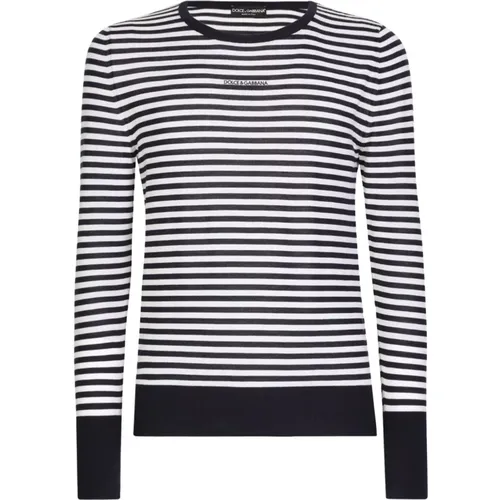 Striped Knitted Sweaters , male, Sizes: L, M - Dolce & Gabbana - Modalova