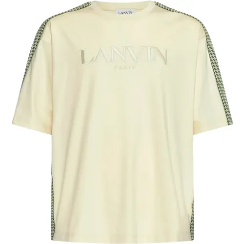 Hellgelbes Baumwoll-T-Shirt mit Logo - Lanvin - Modalova