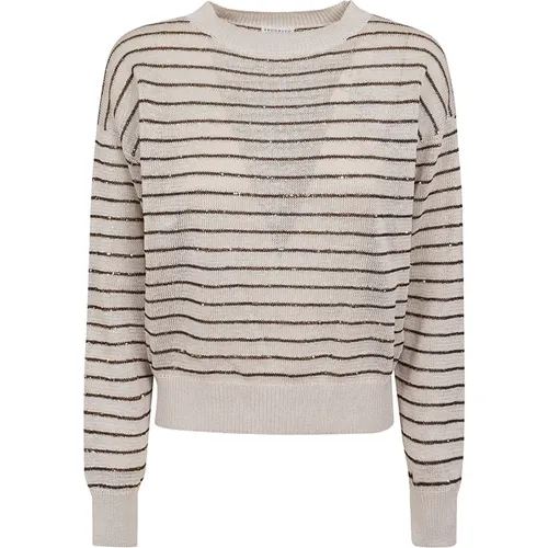 Brown Turtleneck Sweater , female, Sizes: S - BRUNELLO CUCINELLI - Modalova