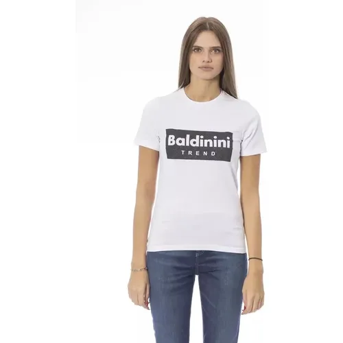 Schickes weißes Baumwoll-T-Shirt , Damen, Größe: L - Baldinini - Modalova