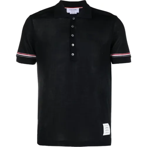 Logo Polo Shirt with Web Stripe Detail , male, Sizes: L, XL, M, S - Thom Browne - Modalova
