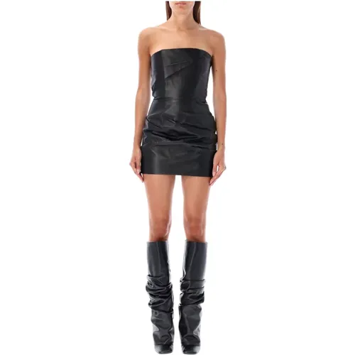 Leather Drapped Bustier Mini Dress , female, Sizes: S - The Attico - Modalova