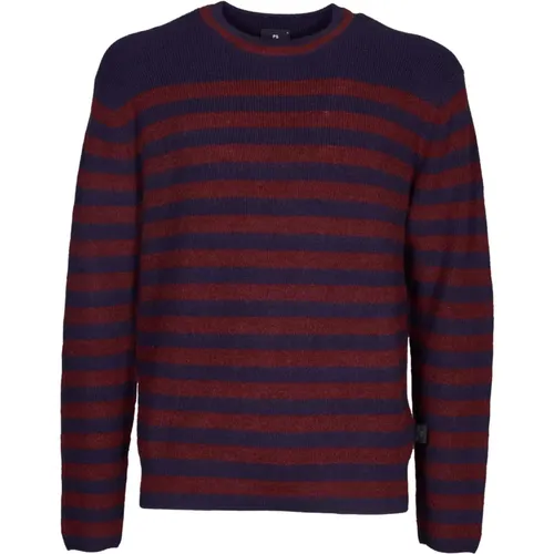 Gestreifter Strick Burgunder Pullover , Herren, Größe: S - PS By Paul Smith - Modalova