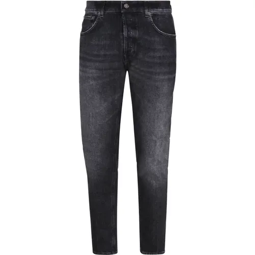 Schwarze Denim Baumwolljeans Reißverschluss , Herren, Größe: W35 - Dondup - Modalova