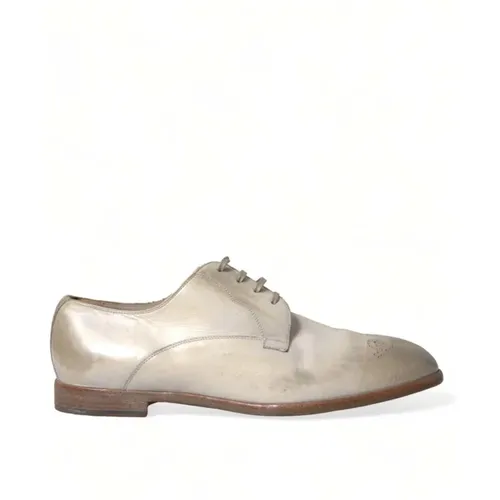 Weiße Leder Derby Schuhe , Herren, Größe: 43 1/2 EU - Dolce & Gabbana - Modalova