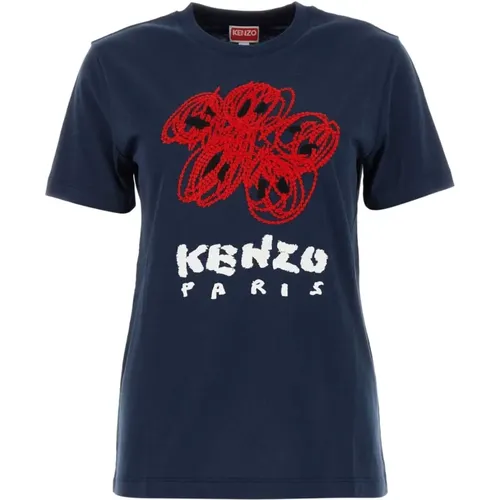 Blaues Baumwoll-T-Shirt , Damen, Größe: XS - Kenzo - Modalova