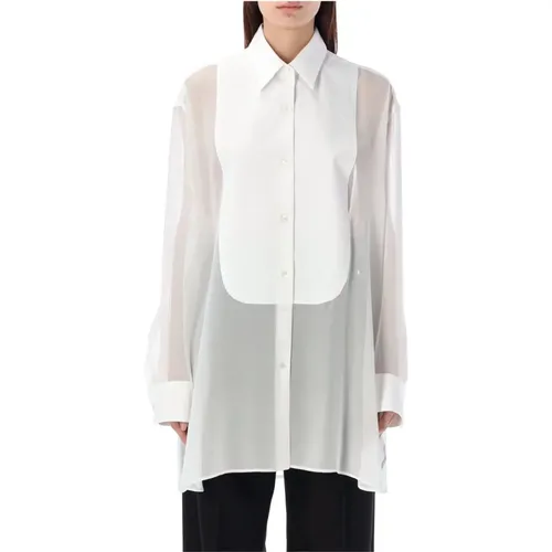S-Wave Silk Chiffon Tuxedo Shirt , female, Sizes: XS - Stella Mccartney - Modalova