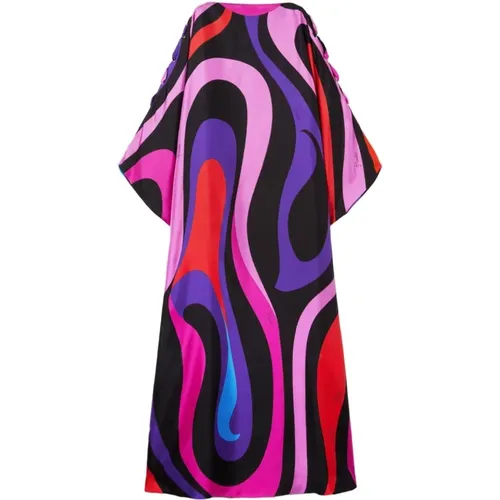 Abstract Print Silk Maxi Dress , female, Sizes: ONE SIZE - EMILIO PUCCI - Modalova