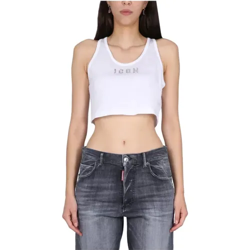 Logo Crop Top mit dünnen Trägern - Dsquared2 - Modalova