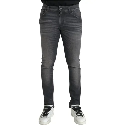 Graue Stretch Skinny Denim Jeans - Dolce & Gabbana - Modalova
