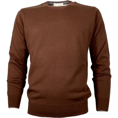 Brauner Kaschmir Seidenpullover Slim Fit , Herren, Größe: L - CASHMERE COMPANY - Modalova