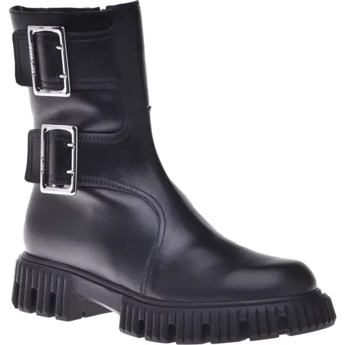 Combat boots in leather , Damen, Größe: 38 1/2 EU - Baldinini - Modalova