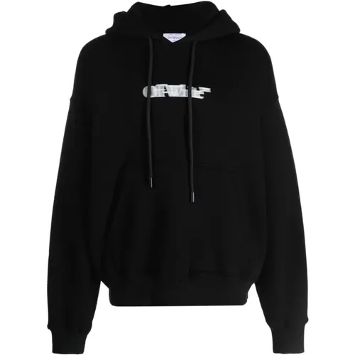 Schwarzer Hoodie mit Logo-Print , Herren, Größe: L - Off White - Modalova