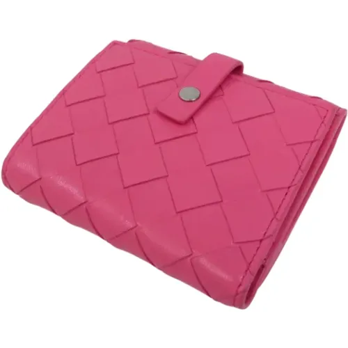 Pre-owned Rosa Leather Intrecciato Wallet , female, Sizes: ONE SIZE - Bottega Veneta Vintage - Modalova