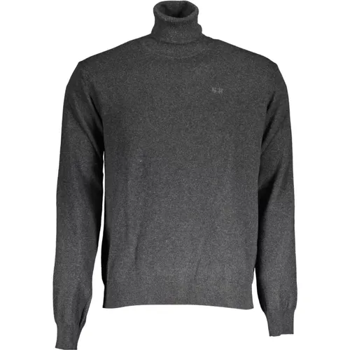 Grauer Wollpullover mit Stickerei , Herren, Größe: 2XL - LA MARTINA - Modalova