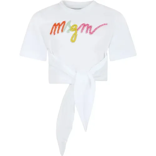 Weißes Baumwoll-T-Shirt mit Markantem Stil - Msgm - Modalova