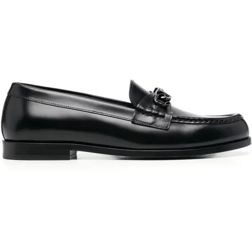 Schwarze flache Schuhe mit VLogo Chain aus Leder - Valentino Garavani - Modalova