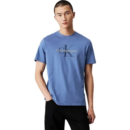 Klares Blaues T-Shirt , Herren, Größe: L - Calvin Klein - Modalova