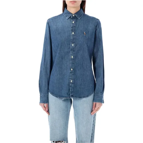 Denim Shirt with Logo Embroidery , female, Sizes: 2XS, S, XS - Ralph Lauren - Modalova