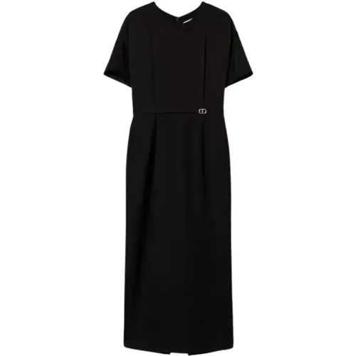 Milano-Strick und Crêpe de Chine Kleid , Damen, Größe: XS - Twinset - Modalova