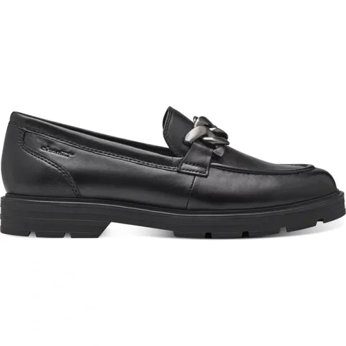 Schwarze Leder Geschlossene Loafers , Damen, Größe: 39 EU - tamaris - Modalova