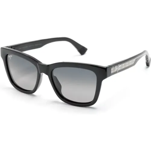 Hanohano Gs644-14A Shiny W/Trans Light Grey Sunglasses , female, Sizes: 53 MM - Maui Jim - Modalova