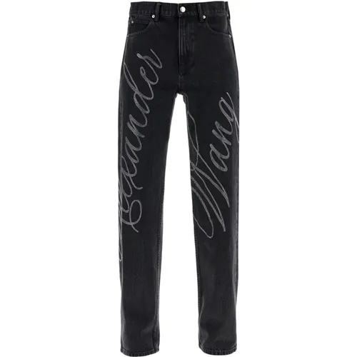 Rhinestone Straight Jeans - alexander wang - Modalova