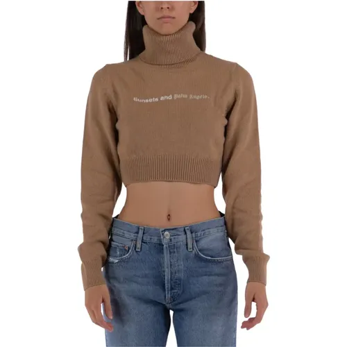 Sunset Cropped Sweater , female, Sizes: L, M, S - Palm Angels - Modalova