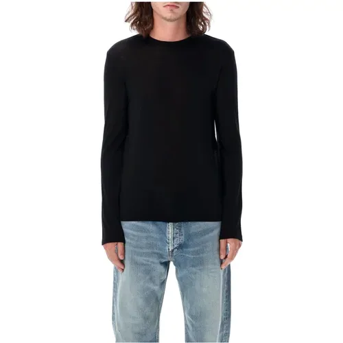 Wool Jersey T-Shirt Slim Fit , male, Sizes: XL, L, M - Saint Laurent - Modalova