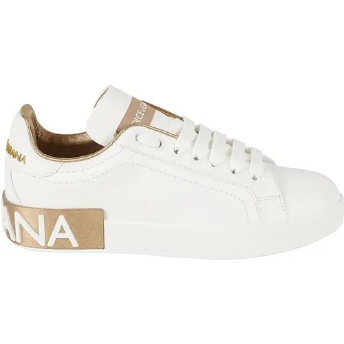 Stylische Sneakers,Weiße Ledersneakers mit Logo - Dolce & Gabbana - Modalova