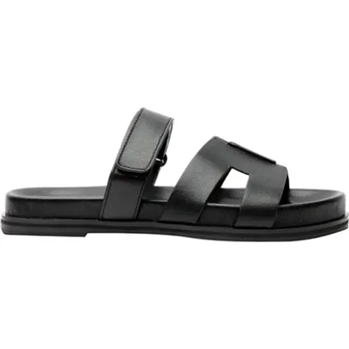 Schwarze flache Ledersandalen Mindy , Damen, Größe: 38 EU - Bibi Lou - Modalova