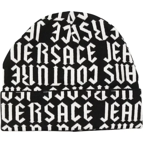 Gothic Logo Muster Wollberet , unisex, Größe: ONE Size - Versace Jeans Couture - Modalova