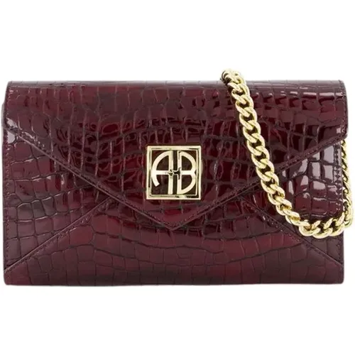 Burgundy Leather Small Clutch Shoulder Bag , female, Sizes: ONE SIZE - Anine Bing - Modalova