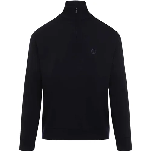 Blauer Navy Rollkragenpullover - Giorgio Armani - Modalova