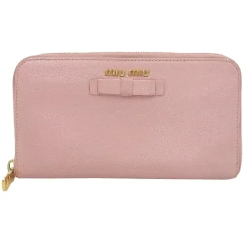 Pre-owned Leather wallets , female, Sizes: ONE SIZE - Miu Miu Pre-owned - Modalova