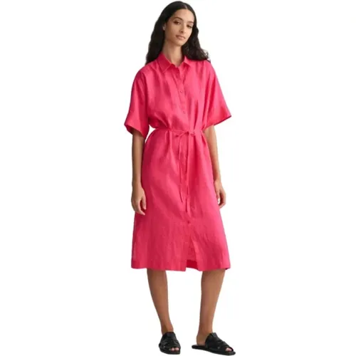 Short Sleeve Linen Shirt Dress , female, Sizes: XL, L, S - Gant - Modalova