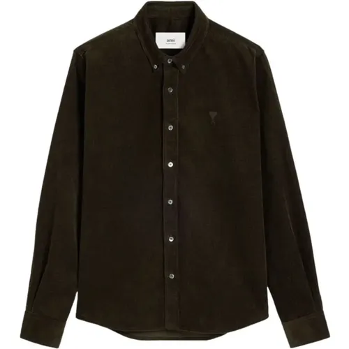 Corduroy Button-Down Shirt , male, Sizes: M, S - Ami Paris - Modalova