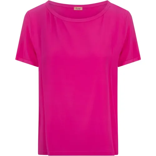 Seiden Fuchsia T-shirt mit Rundhalsausschnitt - Her Shirt - Modalova