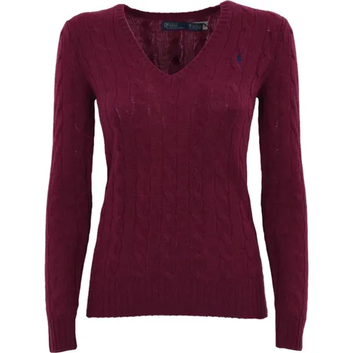 Burgunder Geflochtener Pullover , Damen, Größe: 2XS - Polo Ralph Lauren - Modalova