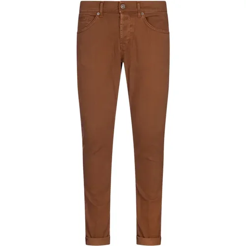 Braune Skinny Fit Five-Pocket Hose , Herren, Größe: W33 - Dondup - Modalova