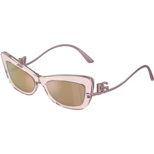 Rosa Mirror Light Brown Sunglasses , female, Sizes: 55 MM - Dolce & Gabbana - Modalova