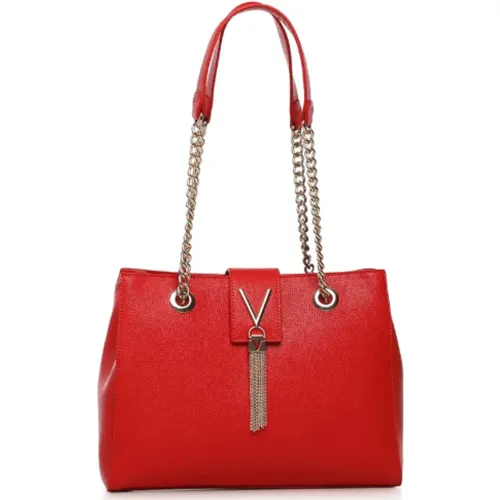 Rote Valentino Handtasche mit Goldener Reißverschluss und Kettenhenkeln , Damen, Größe: ONE Size - Valentino by Mario Valentino - Modalova