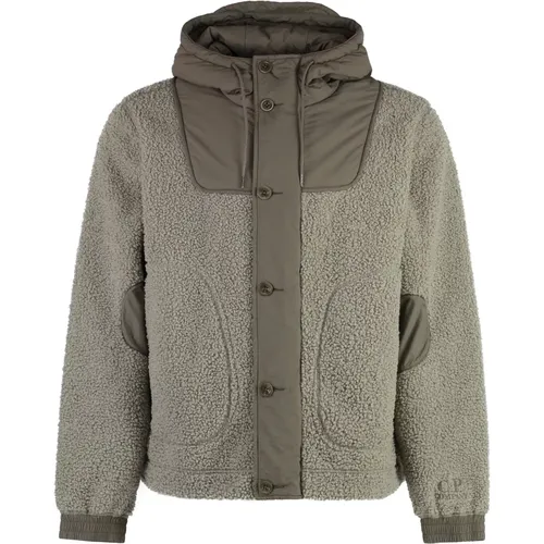 Shearling-Kapuzenjacke mit technischen Einsätzen - C.P. Company - Modalova