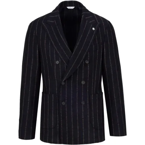Double-Breasted Jacket with Pinstripe Pattern , male, Sizes: L, XL - Manuel Ritz - Modalova