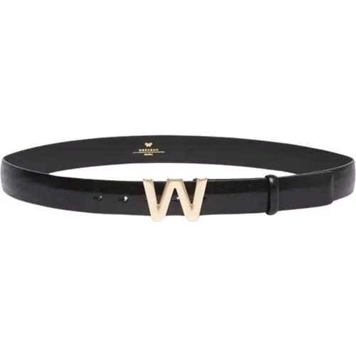 Rectangular Leather Belt with Logo Buckle , female, Sizes: M, S - Max Mara Weekend - Modalova