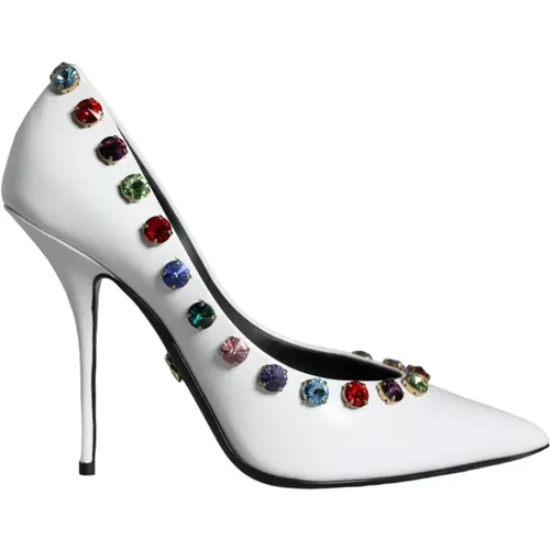 Weiße Kristall Leder High Heels Pumps - Dolce & Gabbana - Modalova