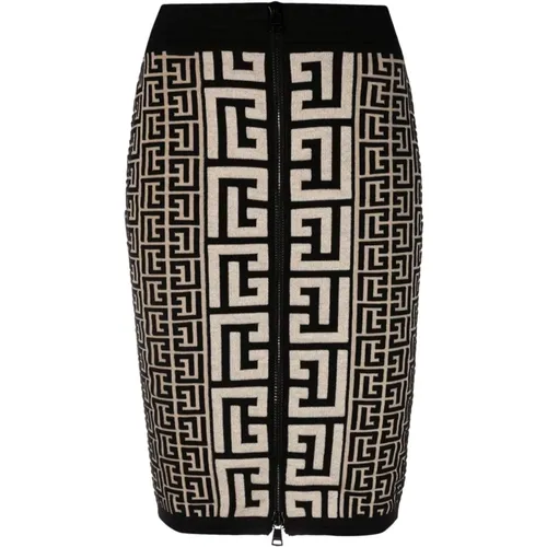 Intarsia-Knit Midi Skirt , female, Sizes: S, M - Balmain - Modalova