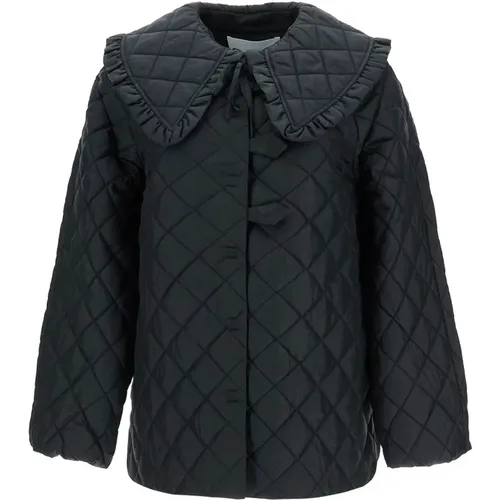 Quilted Ripstop Jacket with Exaggerated Collar , female, Sizes: M, S, XS - Ganni - Modalova